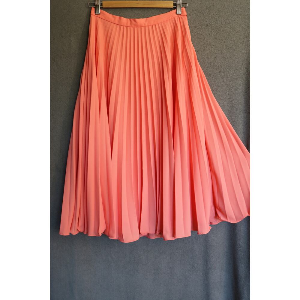 1State Maxi Skirt Size 4 Salmon Pink Striped Flowy Pleated Sheer‎ Feminine Chic - Picture 3 of 13